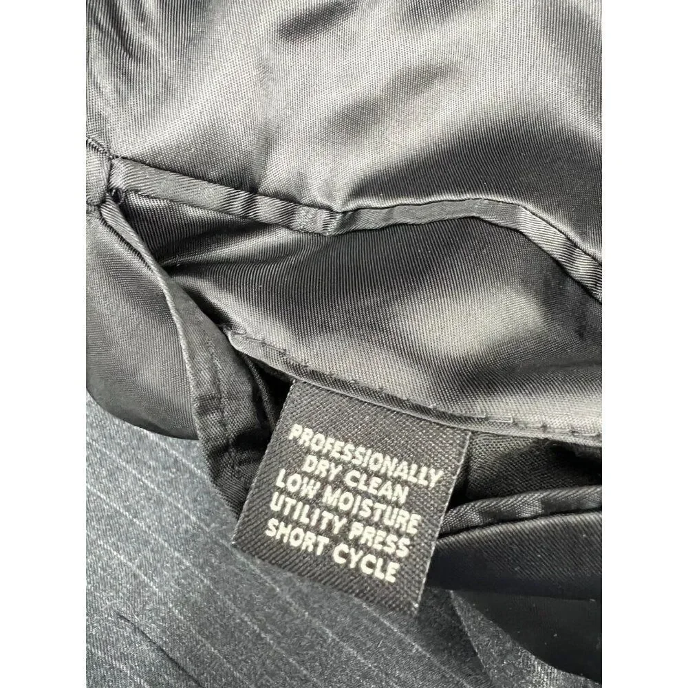 Jos A Bank Men 44L Dark Gray Stripe Wool‎ Blend Blazer Sports Coat Suit Jacket